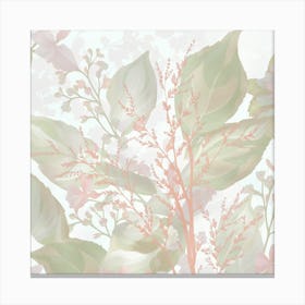 A Delicate Pastel Illustration Of Leaves And Del (1) Canvas Print