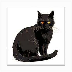 Black Cat With Yellow Eyes 1 Canvas Print