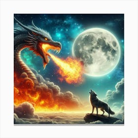 Dragon Wolf Companion Canvas Print