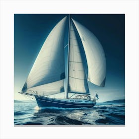 Sailing Yacht In Blue Sea Canvas Print