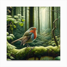 Robin In The Woods Canvas Print