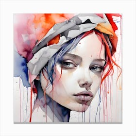 Watercolor Of A Girl Canvas Print