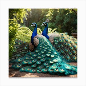 Peacocks art print 1 Canvas Print