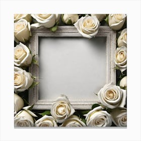 White Roses Frame 5 Canvas Print