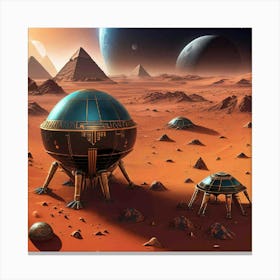 Spaceships On Mars Canvas Print