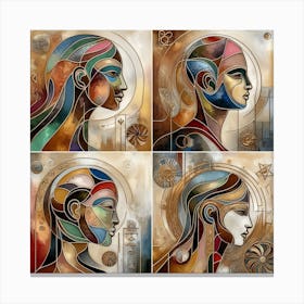 Four Faces Of Women Canvas Print