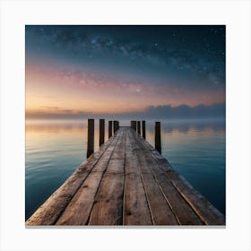 Pier At Night Canvas Print