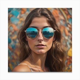 Woman Wearing Sunglasses Canvas Print