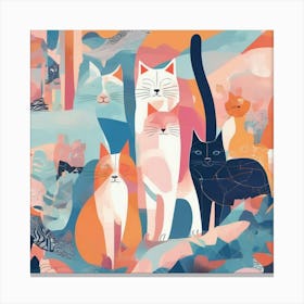 Cats In The Garden 2 Canvas Print