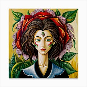 Woman With Roses Canvas Print