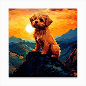 Dog At Sunset 1 Canvas Print