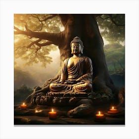 Buddha Statue In The Forest Canvas Print