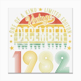 40th Birthday Vintage December 1982 40 Years Old Retro Mens Canvas Print