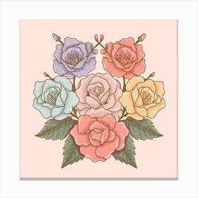 Watercolor Roses Canvas Print