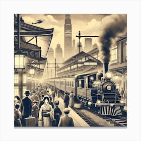 Japanese old train station Canvas Print