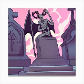 Demon On A Grave Canvas Print