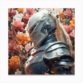 Knight In Flowers Canvas Print