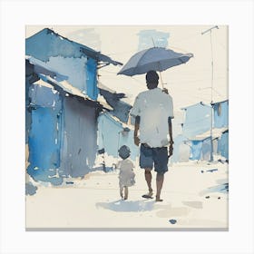 Child With An Umbrella Canvas Print