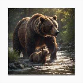 Father And Son Bear Canvas Print