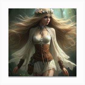 Beautiful Girl In The Forest 2 Canvas Print