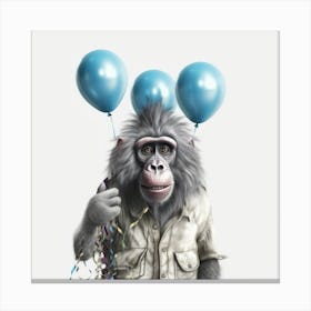 Monkey With Balloons Canvas Print