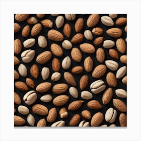 Almonds On Black Background 3 Canvas Print