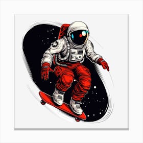 Astronaut Skateboarding 2 Canvas Print