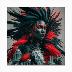 Woman In Black And Red Canvas Print