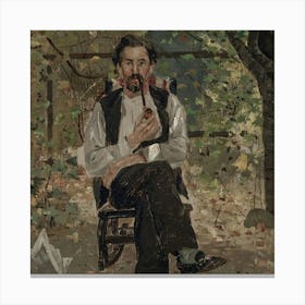 Man Smoking A Pipe Canvas Print