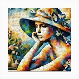 Abstract Puzzle Art French woman 2 Canvas Print