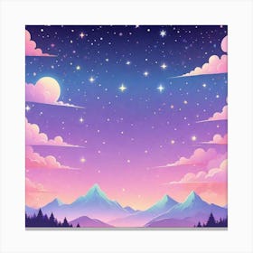 Sky With Twinkling Stars In Pastel Colors Square Composition 227 Canvas Print