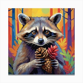 Raccoon In The Forest Canvas Print