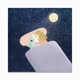 Sleeping Girl In moon Canvas Print