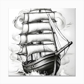 Sailing Ship Tattoo Design Canvas Print