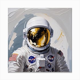 Astronaut Day Spaceman In White Space Suit Costume Open Glass Helmet 2 (1) Canvas Print