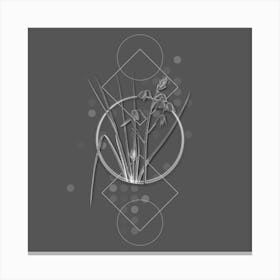 Vintage Slime Lily Botanical with Line Motif and Dot Pattern in Ghost Gray n.0296 Canvas Print