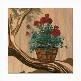 Roses In A Basket 1 Canvas Print