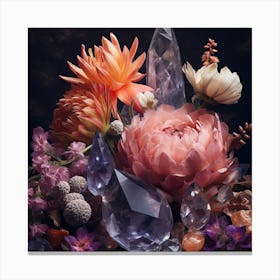 Flowers and Crystals Canvas Print