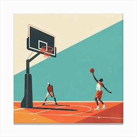 A Basketball Match Minimal Illustration 1718671072 3 Canvas Print