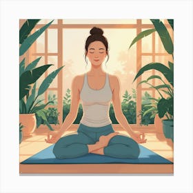 Yoga Girl Meditating Canvas Print