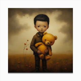 Boy With A Teddy Bear Canvas Print