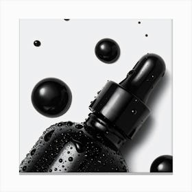 Black Bottle With Drops Canvas Print