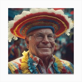 Old Man In Colorful Hat Canvas Print