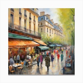 Paris Cafes.Cafe in Paris. spring season. Passersby. The beauty of the place. Oil colors.21 Canvas Print