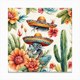 Watercolor Mexican Pattern Canvas Print