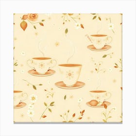 Teacups And Flowers Canvas Print