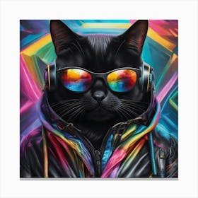 Cat With Headphones Canvas Print