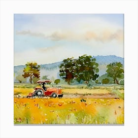 Tractor In The Field Canvas Print