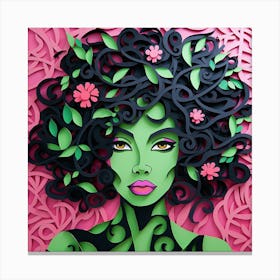 Pink and Green Afro Beauty Canvas Print