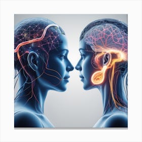 Two Women With Brains Canvas Print